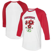 Cincinnati Reds Tiny Turnip Women's Blooming Baseballs 3/4-Sleeve Raglan T-Shirt - White/Red T-shirts