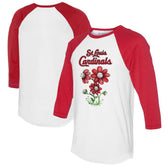 St. Louis Cardinals Tiny Turnip Women's Blooming Baseballs 3/4-Sleeve Raglan T-Shirt - White/Red T-shirts