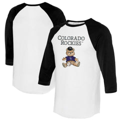 Colorado Rockies Tiny Turnip Women's Teddy Boy 3/4-Sleeve Raglan T-Shirt - White/Black T-shirts