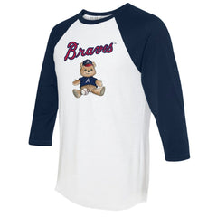 Atlanta Braves Tiny Turnip Women's Teddy Boy 3/4-Sleeve Raglan T-Shirt - White/Navy T-shirts