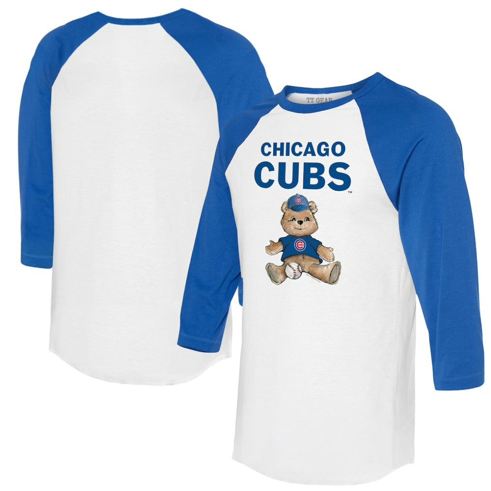 Chicago Cubs Tiny Turnip Women's Teddy Boy 3/4-Sleeve Raglan T-Shirt - White/Royal T-shirts
