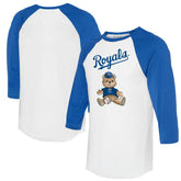 Kansas City Royals Tiny Turnip Women's Teddy Boy 3/4-Sleeve Raglan T-Shirt - White/Royal T-shirts