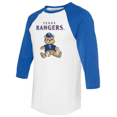 Texas Rangers Tiny Turnip Women's Teddy Boy 3/4-Sleeve Raglan T-Shirt - White/Royal T-shirts