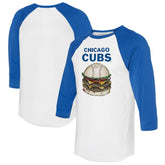 Chicago Cubs Tiny Turnip Women's Burger 3/4-Sleeve Raglan T-Shirt - White/Royal T-shirts