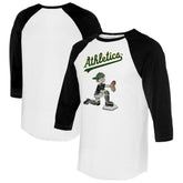 Athletics Tiny Turnip Women's Caleb 3/4-Sleeve Raglan T-Shirt - White/Black T-shirts