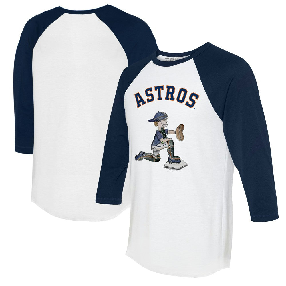 Houston Astros Tiny Turnip Women's Caleb 3/4-Sleeve Raglan T-Shirt - White/Navy T-shirts