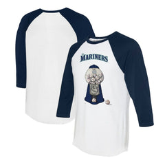 Seattle Mariners Tiny Turnip Women's Gumball Machine 3/4-Sleeve Raglan T-Shirt - White/Navy T-shirts