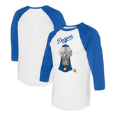 Los Angeles Dodgers Tiny Turnip Women's Gumball Machine 3/4-Sleeve Raglan T-Shirt - White/Royal T-shirts