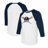 Houston Astros Tiny Turnip Women's Hat Crossbats 3/4-Sleeve Raglan T-Shirt - White/Navy Hats