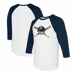 Houston Astros Tiny Turnip Women's Hat Crossbats 3/4-Sleeve Raglan T-Shirt - White/Navy Hats