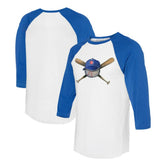 Chicago Cubs Tiny Turnip Women's Hat Crossbats 3/4-Sleeve Raglan T-Shirt - White/Royal Hats