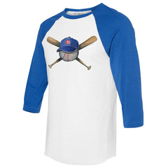 Chicago Cubs Tiny Turnip Women's Hat Crossbats 3/4-Sleeve Raglan T-Shirt - White/Royal Hats