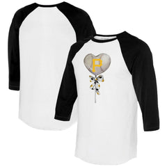 Pittsburgh Pirates Tiny Turnip Women's Heart Lolly 3/4-Sleeve Raglan T-Shirt - White/Black T-shirts