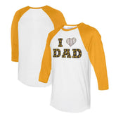 San Diego Padres Tiny Turnip Women's I Love Dad 3/4-Sleeve Raglan T-Shirt - White/Gold T-shirts