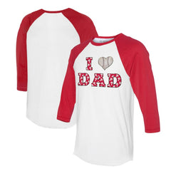 Philadelphia Phillies Tiny Turnip Women's I Love Dad 3/4-Sleeve Raglan T-Shirt - White/Red T-shirts