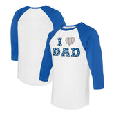 Los Angeles Dodgers Tiny Turnip Women's I Love Dad 3/4-Sleeve Raglan T-Shirt - White/Royal T-shirts