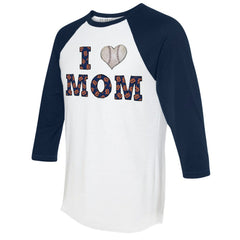 Detroit Tigers Tiny Turnip Women's I Love Mom 3/4-Sleeve Raglan T-Shirt - White/Navy T-shirts