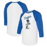 Los Angeles Dodgers Tiny Turnip Women's James 3/4-Sleeve Raglan T-Shirt - White/Royal T-shirts