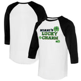 Miami Marlins Tiny Turnip Women's Lucky Charm 3/4-Sleeve Raglan T-Shirt - White/Black T-shirts