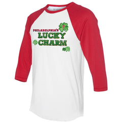 Philadelphia Phillies Tiny Turnip Women's Lucky Charm 3/4-Sleeve Raglan T-Shirt - White/Red T-shirts