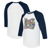 Minnesota Twins Tiny Turnip Women's Peace Love Baseball 3/4-Sleeve Raglan T-Shirt - White/Navy T-shirts