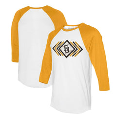 San Diego Padres Tiny Turnip Women's Prism Arrows 3/4-Sleeve Raglan T-Shirt - White T-shirts