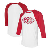 Philadelphia Phillies Tiny Turnip Women's Prism Arrows 3/4-Sleeve Raglan T-Shirt - White T-shirts