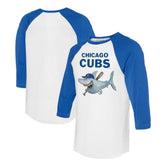 Chicago Cubs Tiny Turnip Women's Shark 3/4-Sleeve Raglan T-Shirt - White/Royal T-shirts