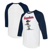 Cleveland Guardians Tiny Turnip Women's Slugger 3/4-Sleeve Raglan T-Shirt - White/Navy T-shirts