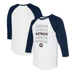 Houston Astros Tiny Turnip Women's Stacked 3/4-Sleeve Raglan T-Shirt - White/Navy T-shirts