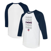 Minnesota Twins Tiny Turnip Women's Stacked 3/4-Sleeve Raglan T-Shirt - White/Navy T-shirts
