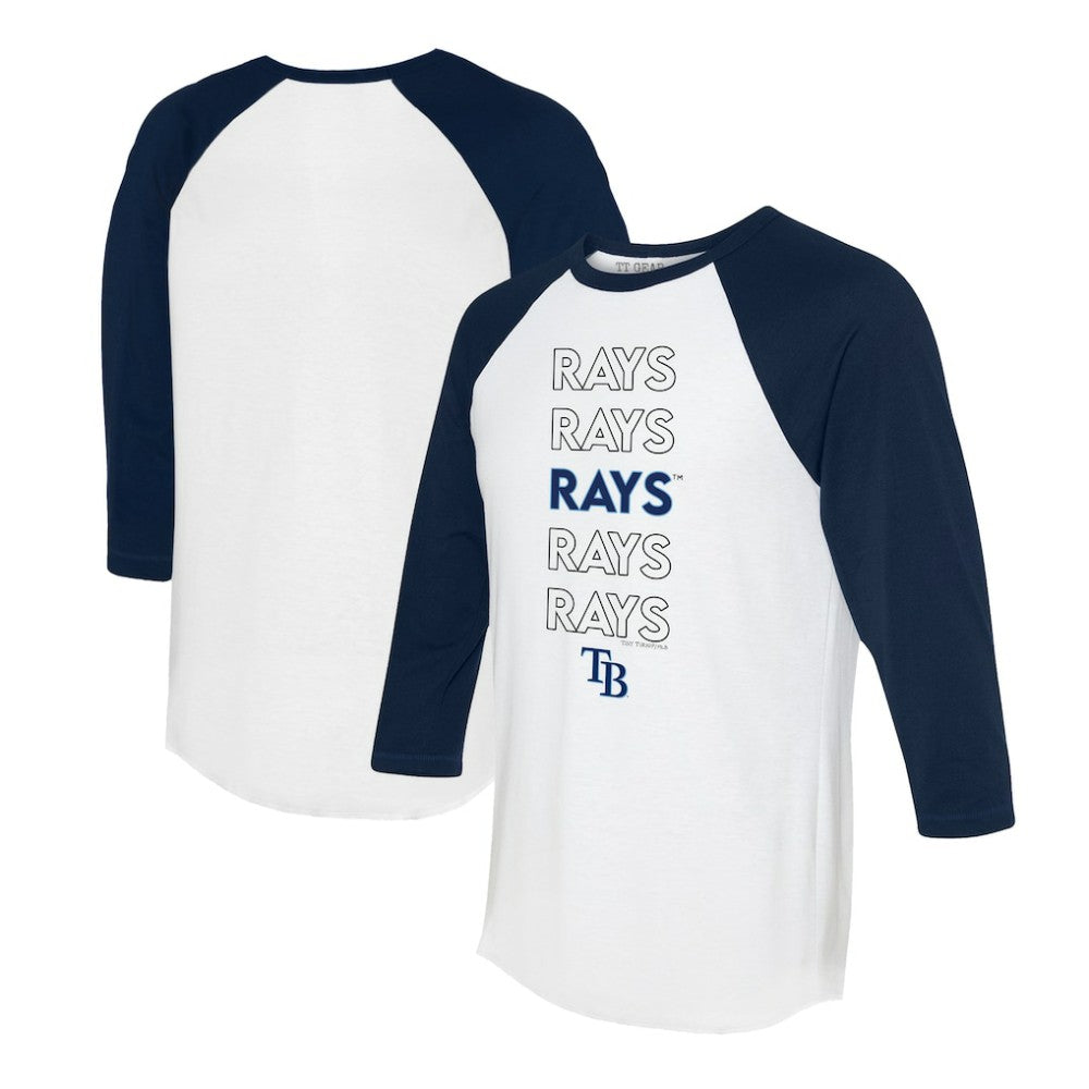 Tampa Bay Rays Tiny Turnip Women's Stacked 3/4-Sleeve Raglan T-Shirt - White/Navy T-shirts