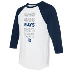 Tampa Bay Rays Tiny Turnip Women's Stacked 3/4-Sleeve Raglan T-Shirt - White/Navy T-shirts