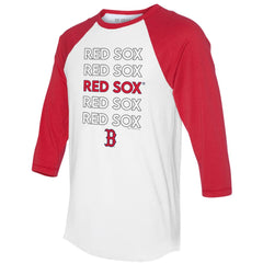 Boston Red Sox Tiny Turnip Unisex Stacked 3/4-Sleeve Raglan T-Shirt - White/Red T-shirts