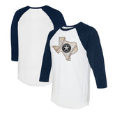 Houston Astros Tiny Turnip Unisex State Outline 3/4-Sleeve Raglan T-Shirt - White/Navy T-shirts