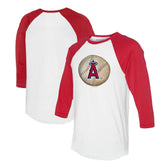 Los Angeles Angels Tiny Turnip Unisex Stitched Baseball 3/4-Sleeve Raglan T-Shirt - White/Red T-shirts