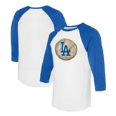 Los Angeles Dodgers Tiny Turnip Unisex Stitched Baseball 3/4-Sleeve Raglan T-Shirt - White/Royal T-shirts