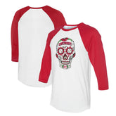 Cincinnati Reds Tiny Turnip Unisex Sugar Skull 3/4-Sleeve Raglan T-Shirt - White/Red T-shirts