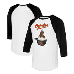 Baltimore Orioles Tiny Turnip Unisex Sundae Helmet 3/4-Sleeve Raglan T-Shirt - White/Black T-shirts