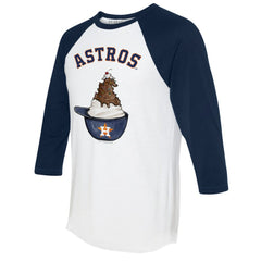 Houston Astros Tiny Turnip Unisex Sundae Helmet 3/4-Sleeve Raglan T-Shirt - White/Navy T-shirts