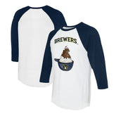 Milwaukee Brewers Tiny Turnip Unisex Sundae Helmet 3/4-Sleeve Raglan T-Shirt - White/Navy T-shirts