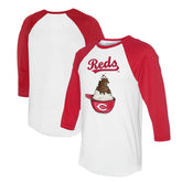 Cincinnati Reds Tiny Turnip Unisex Sundae Helmet 3/4-Sleeve Raglan T-Shirt - White/Red T-shirts
