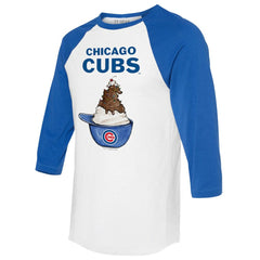 Chicago Cubs Tiny Turnip Unisex Sundae Helmet 3/4-Sleeve Raglan T-Shirt - White/Royal T-shirts