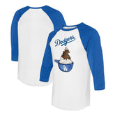 Los Angeles Dodgers Tiny Turnip Unisex Sundae Helmet 3/4-Sleeve Raglan T-Shirt - White/Royal T-shirts