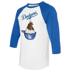 Los Angeles Dodgers Tiny Turnip Unisex Sundae Helmet 3/4-Sleeve Raglan T-Shirt - White/Royal T-shirts
