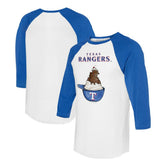 Texas Rangers Tiny Turnip Unisex Sundae Helmet 3/4-Sleeve Raglan T-Shirt - White/Royal T-shirts