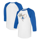 Los Angeles Dodgers Tiny Turnip Unisex Tiara Heart 3/4-Sleeve Raglan T-Shirt - White/Royal T-shirts