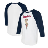 Cleveland Guardians Tiny Turnip Unisex Triple Scoop 3/4-Sleeve Raglan T-Shirt - White/Navy T-shirts
