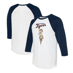 Detroit Tigers Tiny Turnip Unisex Triple Scoop 3/4-Sleeve Raglan T-Shirt - White/Navy T-shirts