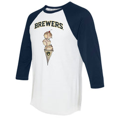 Milwaukee Brewers Tiny Turnip Unisex Triple Scoop 3/4-Sleeve Raglan T-Shirt - White/Navy T-shirts